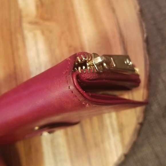 Valentina Made In Italy Leather Wallet Zip Around & Snap Front Wine Color - Picture 7 of 16